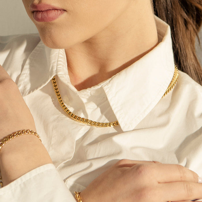 MODDAM - "Kaia", Vierkant-Francokette aus Edelstahl, goldfarben