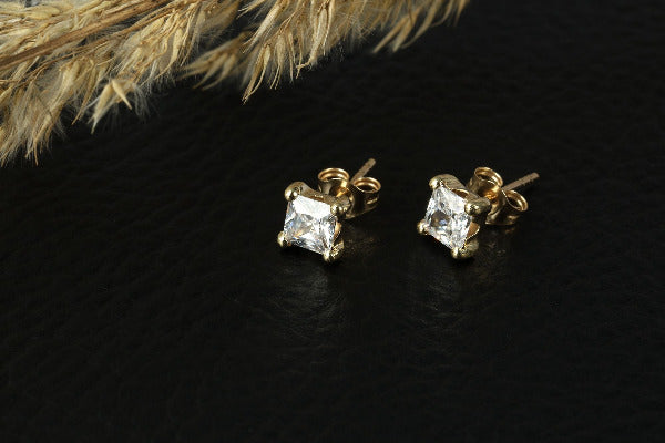 MODDAM-Gold Ohrstecker, Zirkoniastein, Gelbgold, 8 Karat