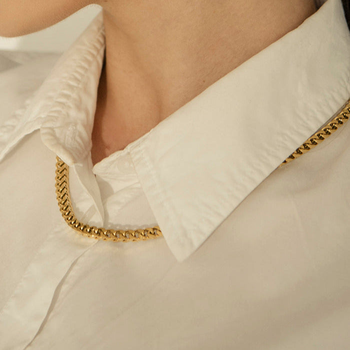 MODDAM - "Kaia", Vierkant-Francokette aus Edelstahl, goldfarben