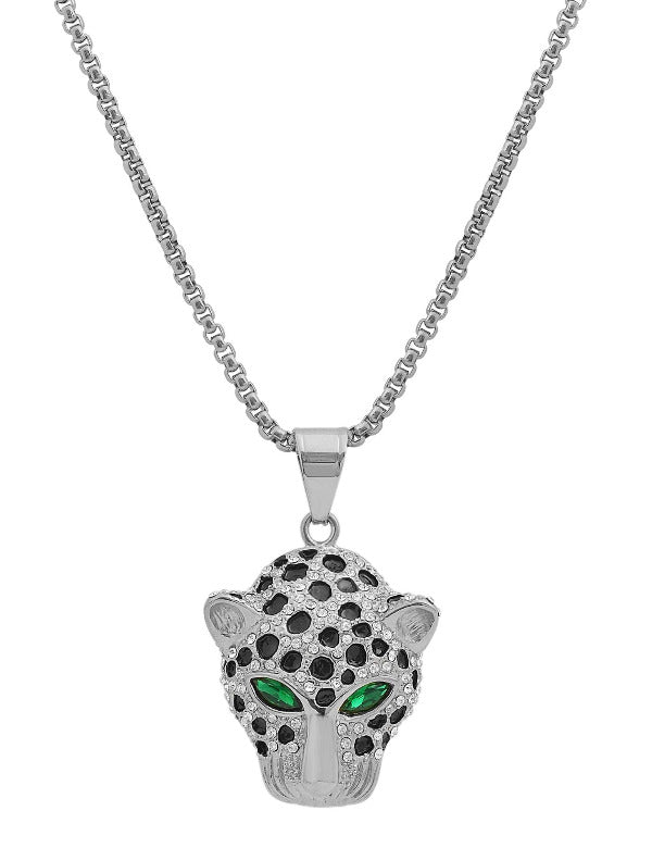 MODDAM-""Arunas" Edelstahlkette mit Anhänger, Leopardenkopf