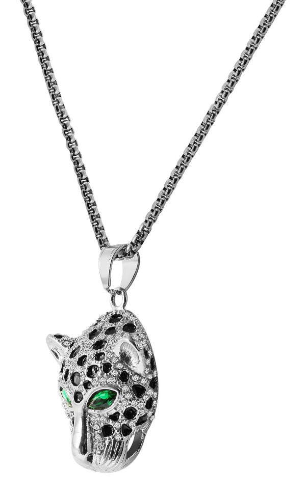 MODDAM-""Arunas" Edelstahlkette mit Anhänger, Leopardenkopf